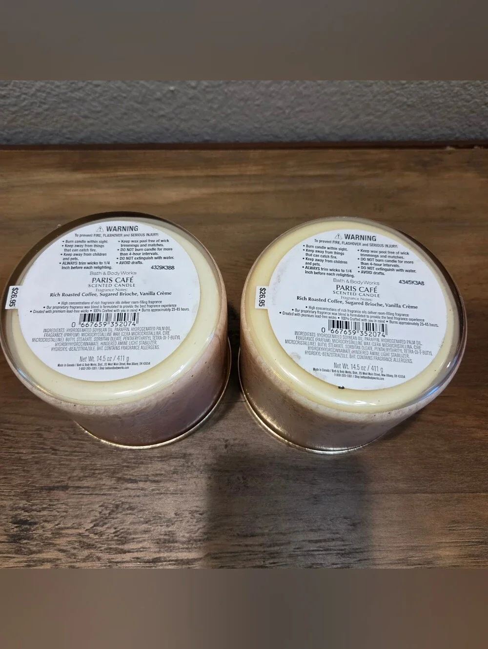 TWO Bath & Body Works PARIS CAFE 3 Wick Candles NEW